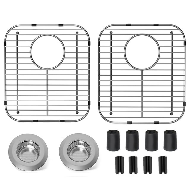 Paquete De 2 Rejillas Para Fregadero De Cocina De Acero Inoxidable, 13,2 X 11,6 X 1,2 Pulgadas, Protectores De Fregadero Con Orificio De Drenaje Trasero, Rejilla Inferior Para Fregadero Para La Parte