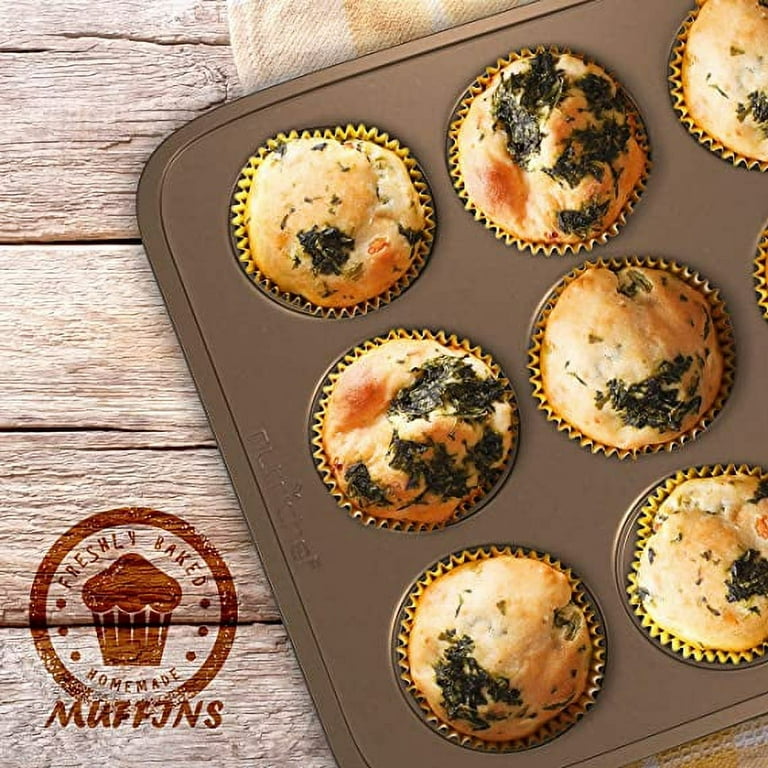 NutriChef 12-cup Black Oven Muffin Pan, Non-Stick Coated Layer Surface