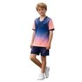 thumbnail image 6 of Vornjynx Boys Active Outfit Sets Short Sleeve Tee and Breathable Shorts Quick Dry Comfort Breathable Kids Summer Basketball Soft Activewear 2 Piece Pink Size 5, 6 of 8