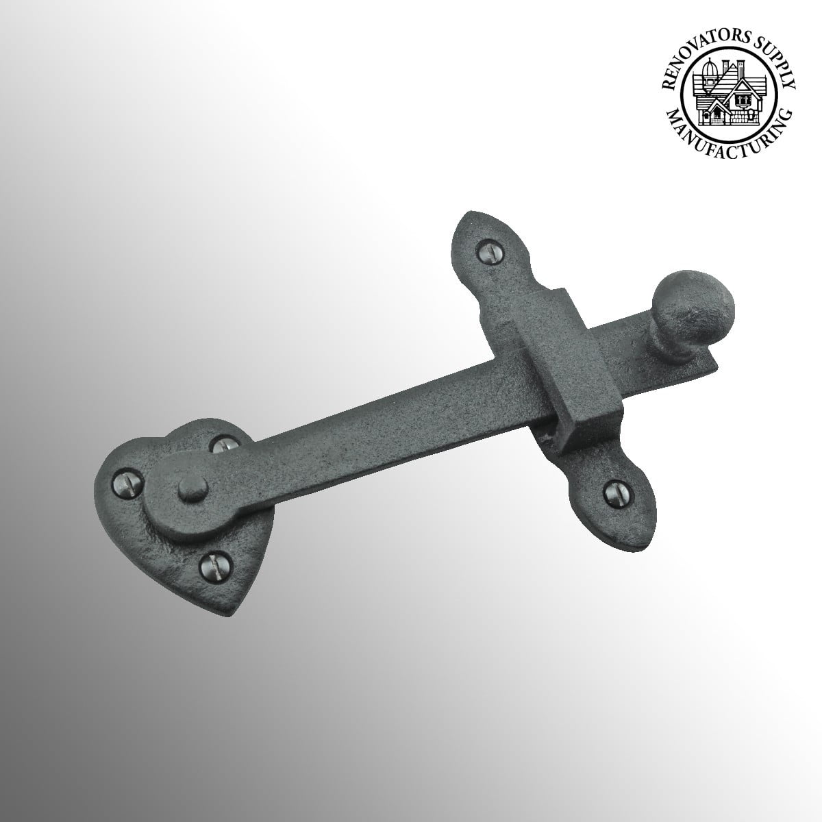 Black Wrought Iron Gate Flip Latch Decorative Antique Heart Style Medium to Light Duty 4" Tall Flip Door Locks Rust Resistant Latches w/Hardware Renovators Supply