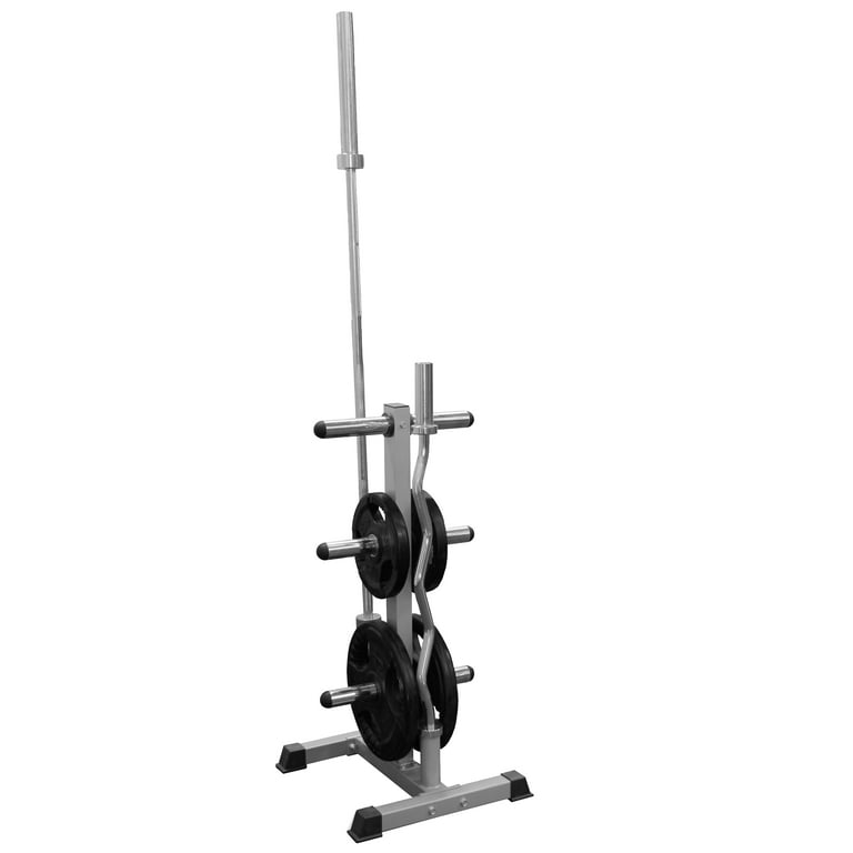 Valor Fitness Olympic Barbell and Inch Weight Plate Tree