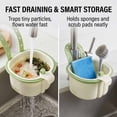thumbnail image 6 of Sink Hanging Strainer Basket with Openable Bottom Cover, Kitchen Food Waste Collector for Sink Garbage Filter, Quick Draining Colander for Cooking and Food Prep (Green), 6 of 6