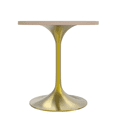 thumbnail image 4 of LeisureMod 27" Round Dining Table with MDF Top and Brushed Gold Stainless Steel Pedestal Base Seats 2-3 Person for Modern Home, Kitchen, Cafes Verve Collection Natural Wood, 4 of 7