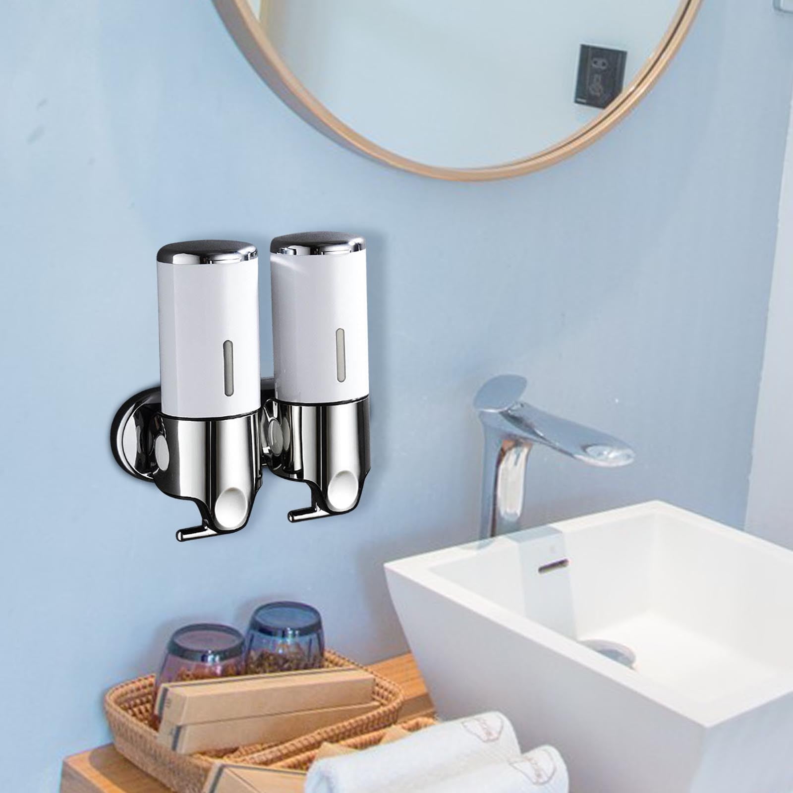 Lunxisen 1 Pcs Wall Mounted Shower Gel Dispenser Hands Free Soap Pump for Bathroom Kitchen Hotel Commercial Use Automatic Liquid Soap Dispenser