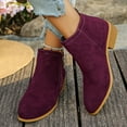 thumbnail image 2 of Rokment Dress Boots for Women Fall Winter Stylish Suede Pointed Toe Low Heel Side Zip up Short Ankle Booties Solid Color Wine Size 9, 2 of 6