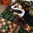 thumbnail image 3 of Castle Fairy Vintage Plaid Patchwork Queen Bedding 7pcs,Jungle Animal Bear Bedding Comforter Set Queen,Green Brown Cream,Black Reversible, 3 of 7