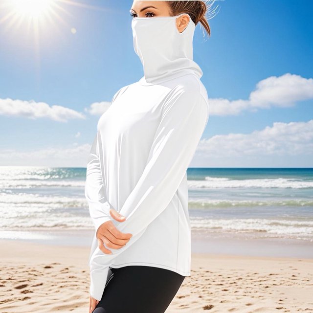 Ovbmpzd Sun Protection Womens Tops Trendy Long Sleeve White Solid Breathable Tees Womens Tunic Tops XXXXL