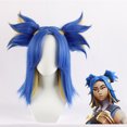 thumbnail image 2 of Peluca de cosplay de Game Valorant Viper Fade Neon JETT, cabello sintético resistente al calor, para fiesta de Halloween, juego de rol y gorro de peluca, 2 of 5