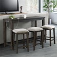 thumbnail image 2 of Bowery Hill Upholstered Smokey Walnut Bar Table Set Rectangular USB Ports 60"x20"x36" Unassembled, 2 of 20