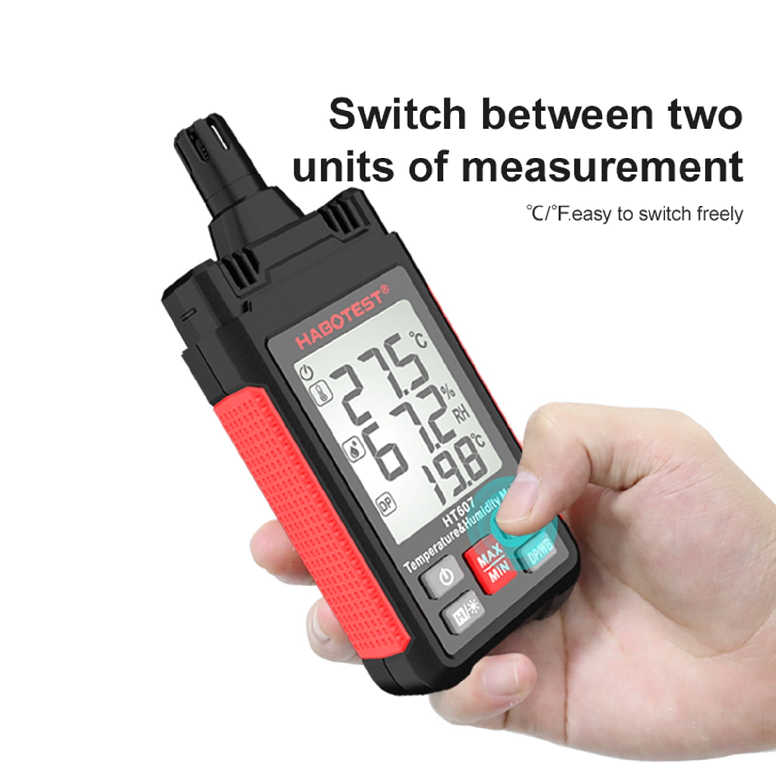 HABOTEST hygrothermograph,Handheld Temperature LCD Thermometer Wet Humidity Meter LCD Dew Point Temperature Leeofty Temperature Huty Meter Temperature Huity Max/Min/Data ERYUE dsfen