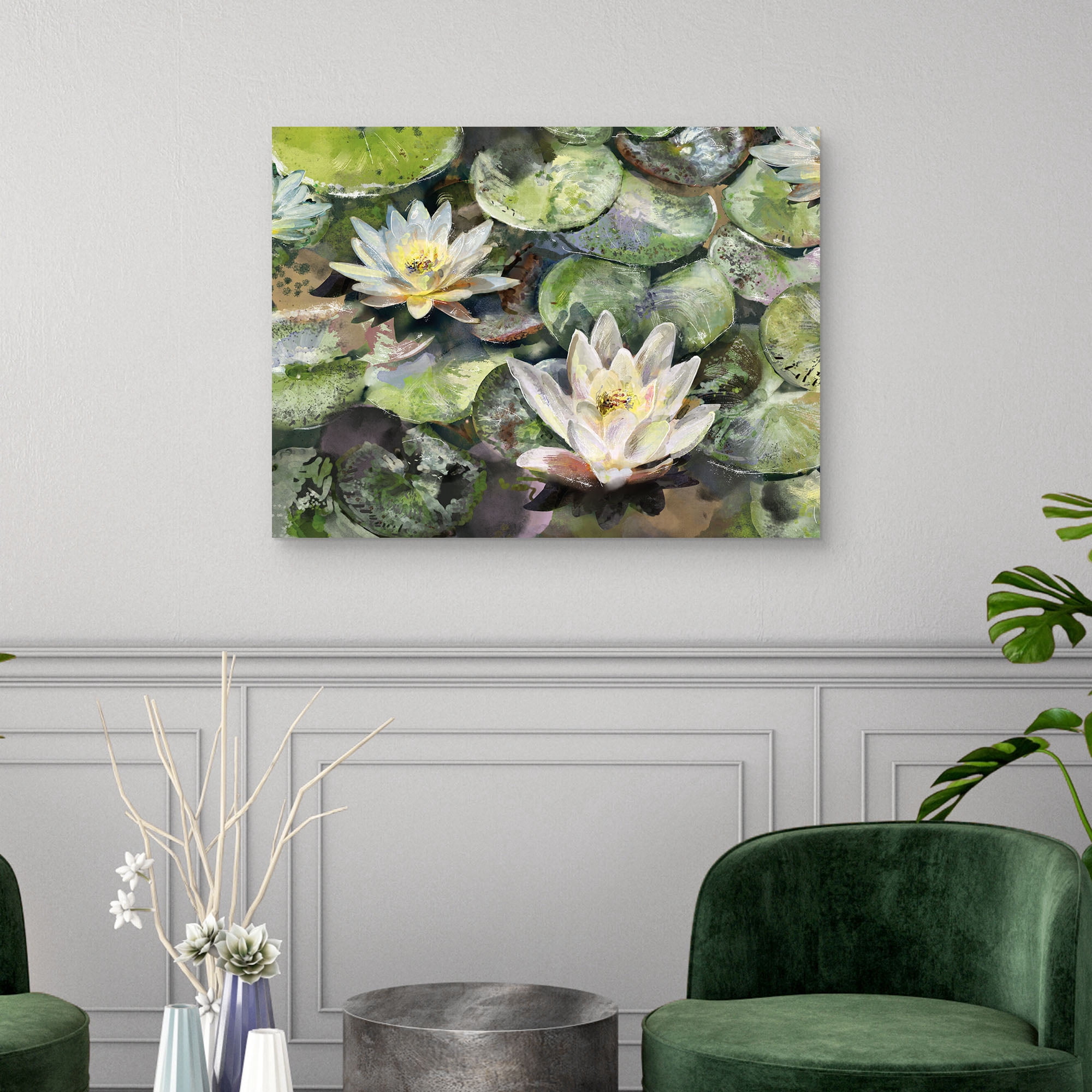 Lotus Blossoms by Studio Arts Canvas Art Print, 1.5" x 40"