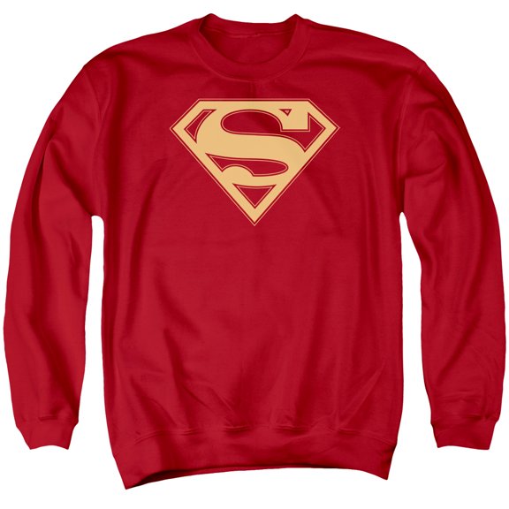 Superman Red &Amp; Gold Shield Adult Crewneck Sweatshirt Red