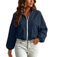 thumbnail image 6 of Aezemi Women Crop Zip up Sweatshirts Elastic Hem Drawstring Long Sleeve Fashion Full Zip Jacket Collared Trendy Winter Fall Blouses M, 6 of 9