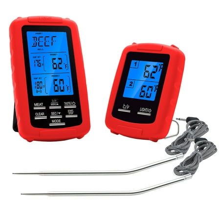 

HOMEMAXS Durable Thermometer Wireless Temperature Meter Digital Thermometer LED Display Thermometer for Baking BBQ Oven Kitchen Home (Red Without Battery)