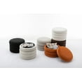 thumbnail image 3 of 007-Velvet Fabric Storage Round Ottoman Footstool With Wooden Shelving,Ivory, 3 of 9