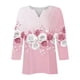 thumbnail image 5 of Blusas para las Mujeres Casual Impreso 3/4 Mangas V-Cuello Botón Ocio Top Blusa Tops para las Mujeres, 5 of 6