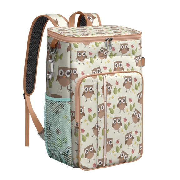 Big Eyes Owl Night Print Backpack Cooler, Insulated Leakproof Cooler Bag, Waterproof Lunch Backpack for Forest Lovers, Travel, Office, Picnic