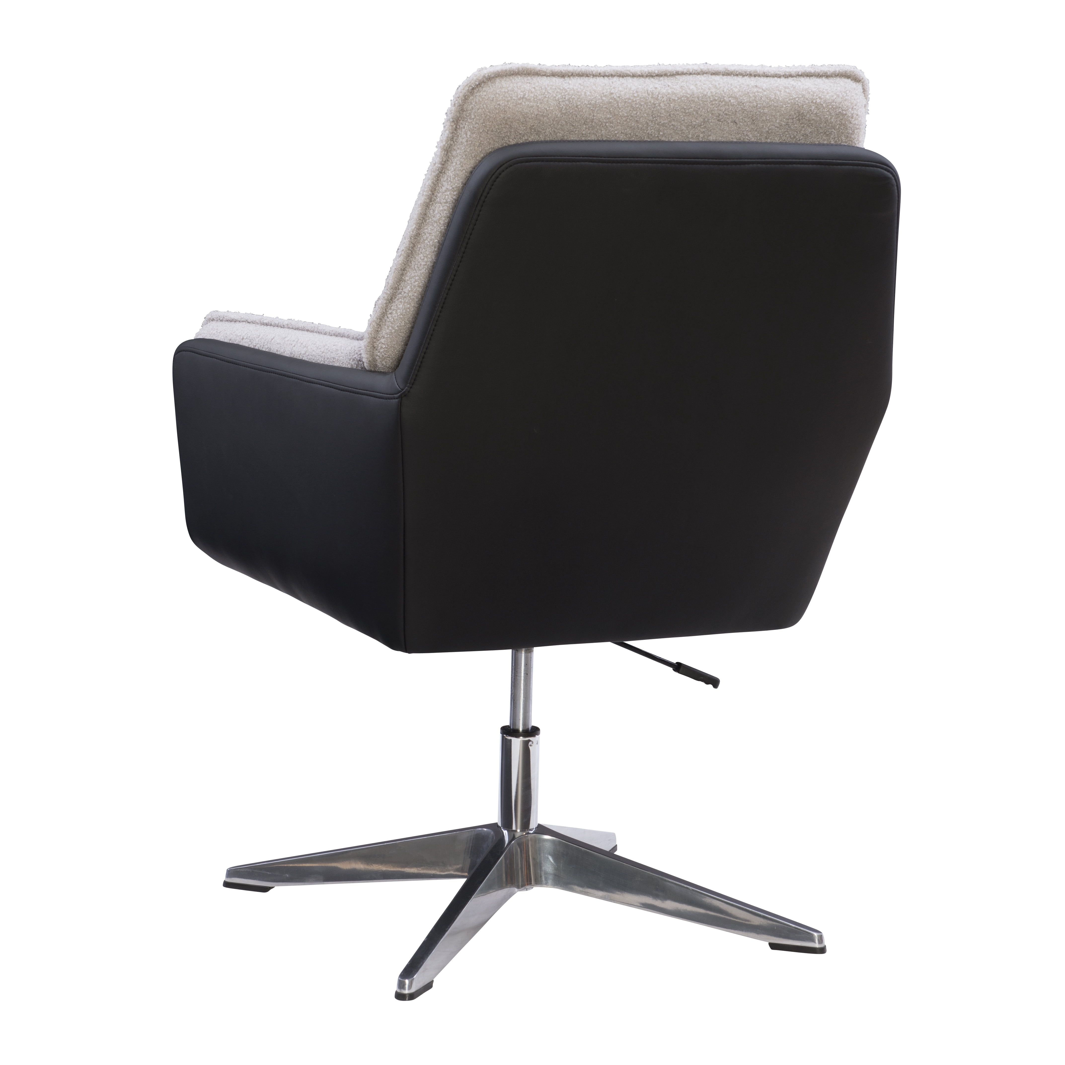 Linon Merle Accent Chair with Swivel, Black Faux Leather and Gray Sherpa