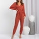 thumbnail image 4 of Mujeres Casual Verano Cuello en V Manga larga Tops y pantalones largos Conjunto de dos piezas Traje Wmkox8yi bvn3038, 4 of 9