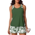 thumbnail image 4 of JoveMarine Women's Two Piece Sport Swimsuit Tankini Set with Swim Shorts Printed Athletic Beach Bathing Suit Bathing Suit For Womens Swimsuits Army Green L, 4 of 5