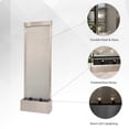 thumbnail image 2 of 72" Modern Free-Standing Steel and Glass Indoor Water Feature with Pump, LED Lights & Decorative Rocks – Elegant Entryway or Living Room Décor, 2 of 11