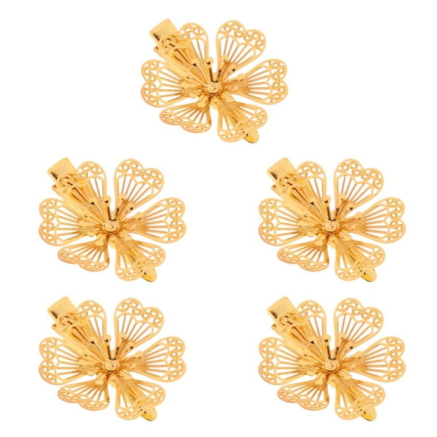 5pcs Horquilla de cabellero Accessories Bride Headwear Pinza de cabellero para Mujeres Oro Floral BLESIY Pinzas de pelo de las vendimias de las muchachas