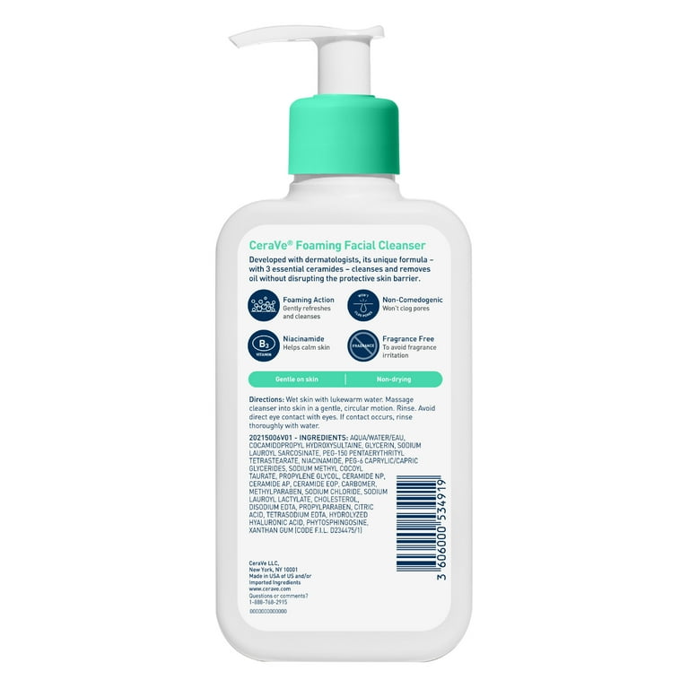 CeraVe Foaming Facial Cleanser for Oily Skin, Daily Face Wash with