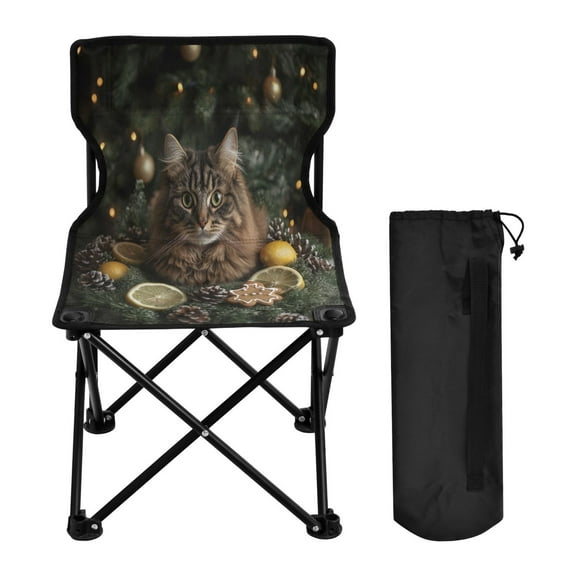 WOBOGO A Fluffy Cat Camping Chair Convenient Four Corner Backrest Folding Stool Can Hold Up to 220lbs