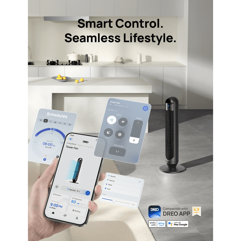 DREO 32" Smart Tower Bladeless Fan, Wi-Fi Enabled photo 7