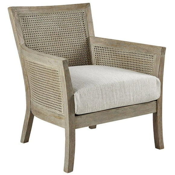Madison Park Diedra 33.5" Solid Wood and Foam Accent Chair in Cream/Natural