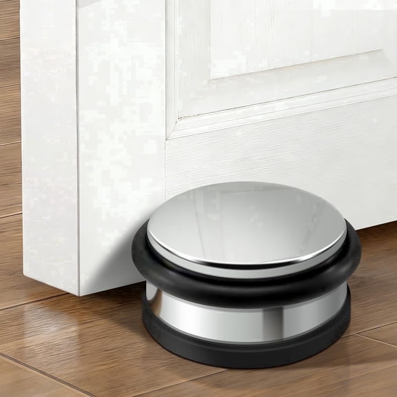 KOLAKO Door Stopper, Heavy Duty Metal Floor Door Stop Wall Protector with Rubber Bumper Weighted 1.2kg, Silver