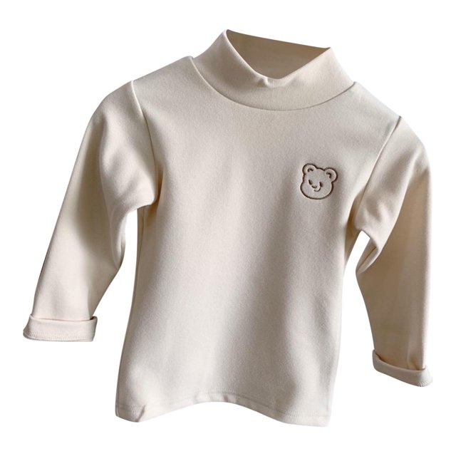 Bowake T-Shirts Basiques Unis pour Bébé Fille Col Haut Manches Longues en Coton