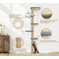 thumbnail image 3 of Floor to Ceiling Cat Tree for Kittens Wall Mounted Cat Wall Shelves with Grey Felt Pads Adjustable Wild Simulation Cat Tower Rotatable Platforms for Climb Scratch and Look, 3 of 9