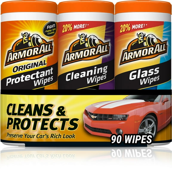 3pk 30ct Triple Pack Protectant/Cleaning/Glass Wipes Automotive Interior Cleaner: Car Cleaning Supplies, UV Protection, Non-Abrasive