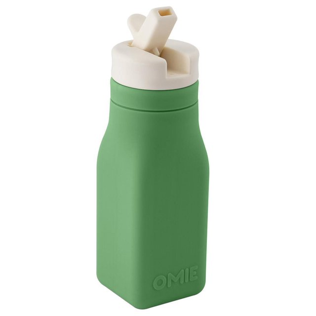 OMIEBOTTLE BOTELLA PARA AGUA 265 ML PARA NIÑOS CON TAPA DE ROSCA Y POPOTE. 100% SILICON. ACCESORIO PARA OMIEBOX