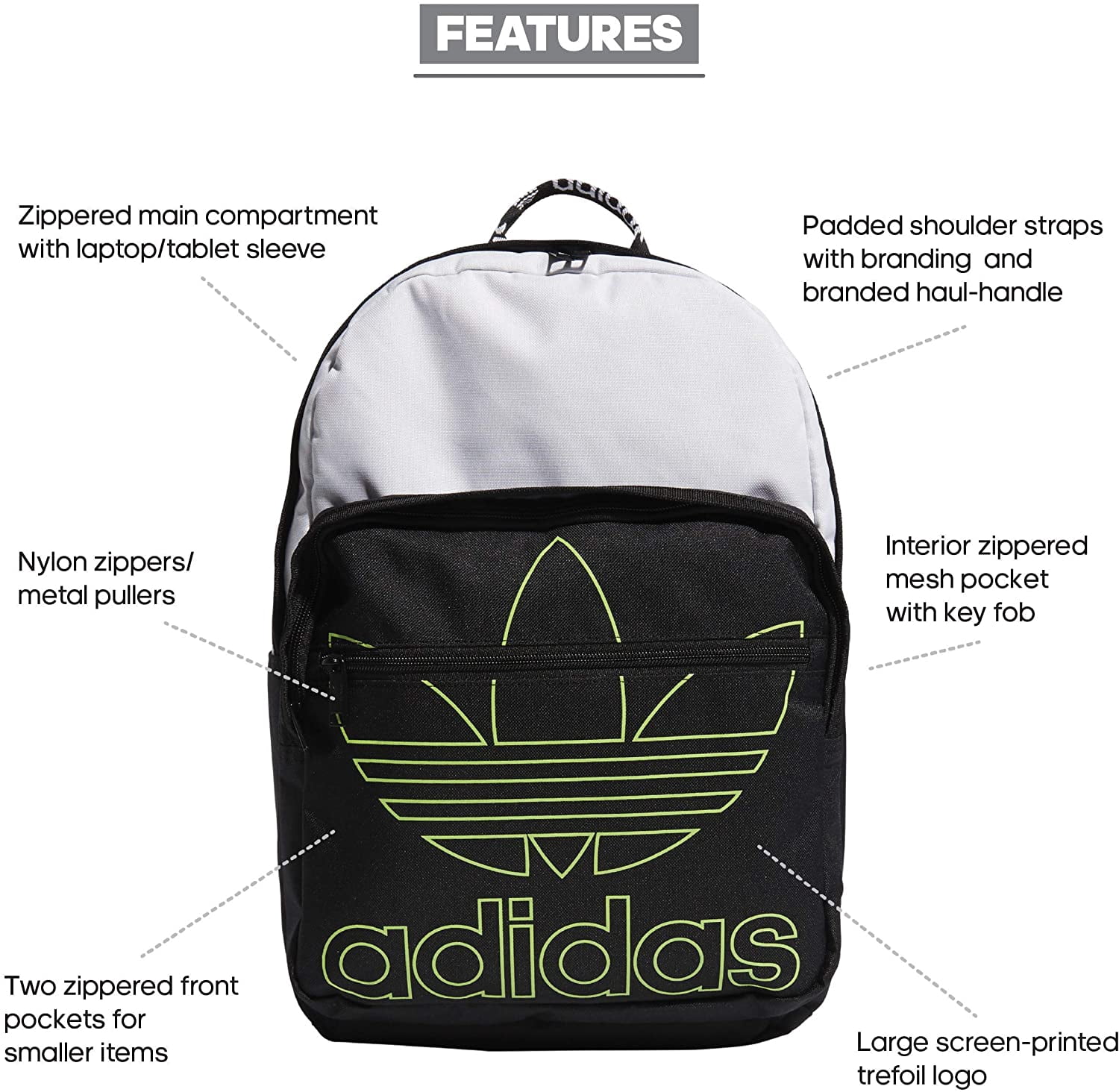 adidas 001 originals trefoil pocket backpack adidas Originals Originals Trefoil Pocket Backpack, Black, One Size One  Size Black