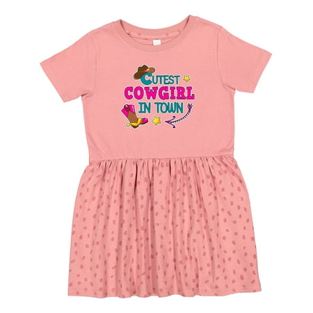 

Inktastic Cutest Cowgirl in Town with Cowgirl Hat and Boots Girls Toddler Dress
