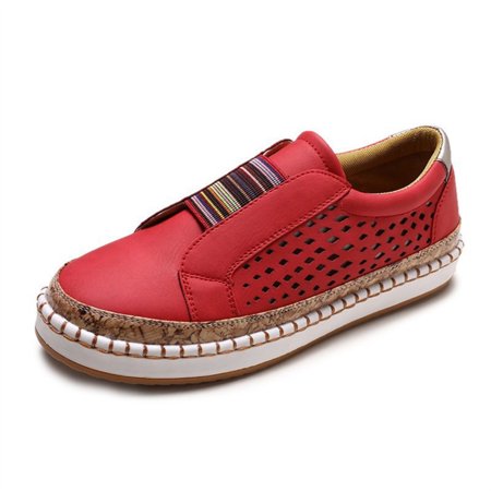 

Women s Comfortable Flat Casual Shoes Walking Shoes Hollow Casual Sneaker 41 Red