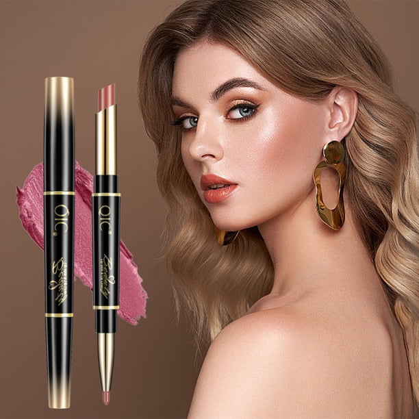 Xihbxyly Lápiz Labial de Doble Punta Que Mantiene El Color y Revela El Maquillaje. Lápiz Labial de Tubo Delgado de Dos Puntas.