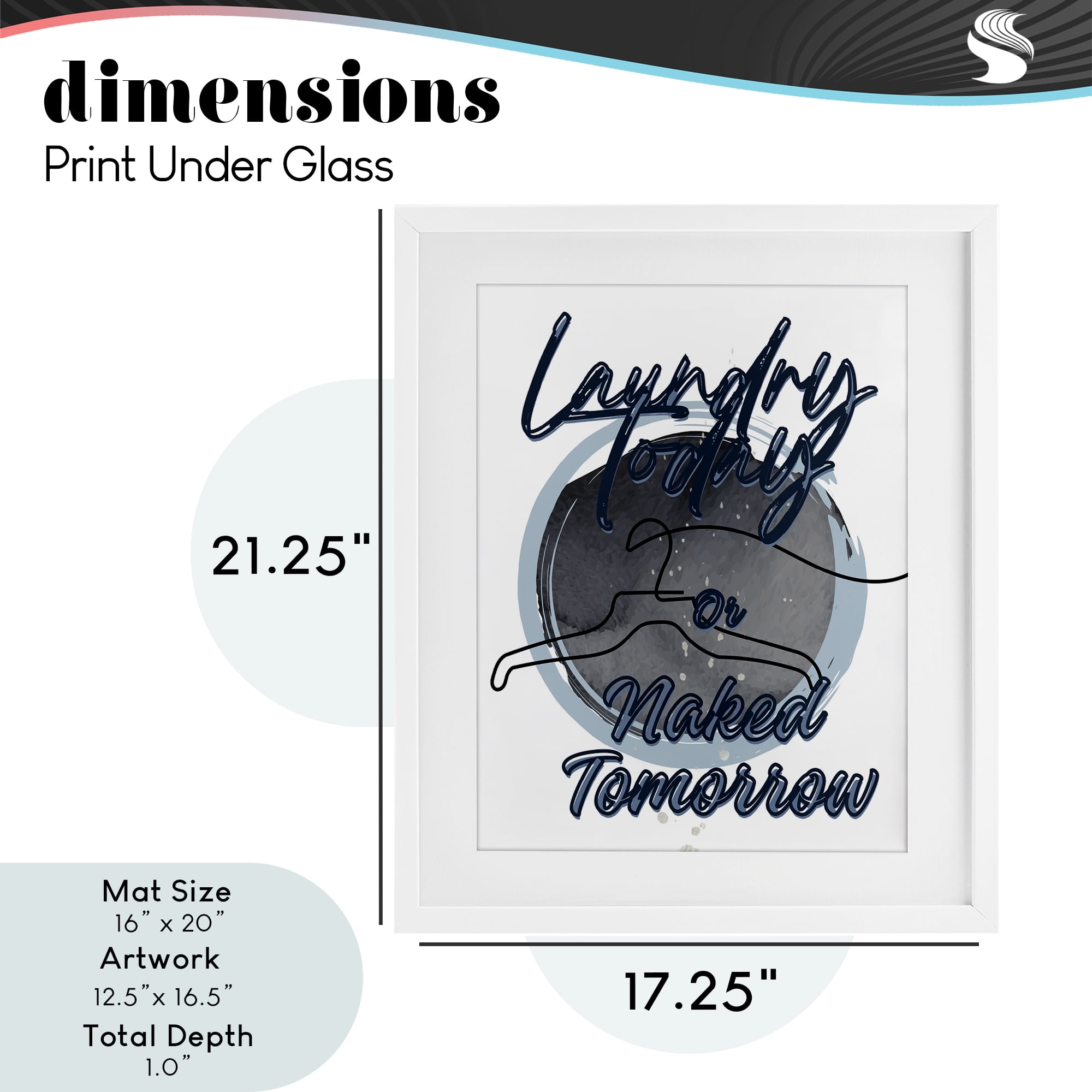 Laundry Phrase with Hanger Contour White Framed Print Under Glass, design by Jesse Keith