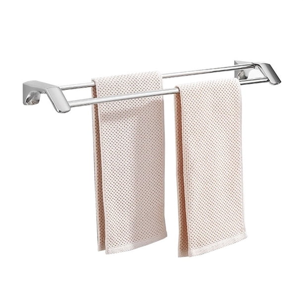 Toallero doble de acero inoxidable for baño, soporte de pared for toallas, sin necesidad de taladrar.