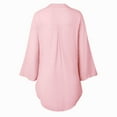 thumbnail image 5 of vigerkar Women Casual V Neck 3/4 Sleeve Button Down Shirts High Low Oversized Summer Beach Blouse Tops for Women Pink, XXL, 5 of 6
