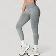 thumbnail image 3 of Women's Seamless Ribbed High Waist Full Length Leggings with Compression Fit - Small, Gray, 3 of 7