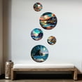 thumbnail image 3 of Designart "Contemporary Vector Sunset I" Modern Landscape Beach Metal Wall Art Set of 5 Piece, 3 of 5