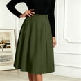 thumbnail image 2 of Ruimatai Womens Pleated Midi Skirt High Waist Elastic Pocket Work Office Casual Spring Daily Flowy A-Line Skirt, 2 of 6