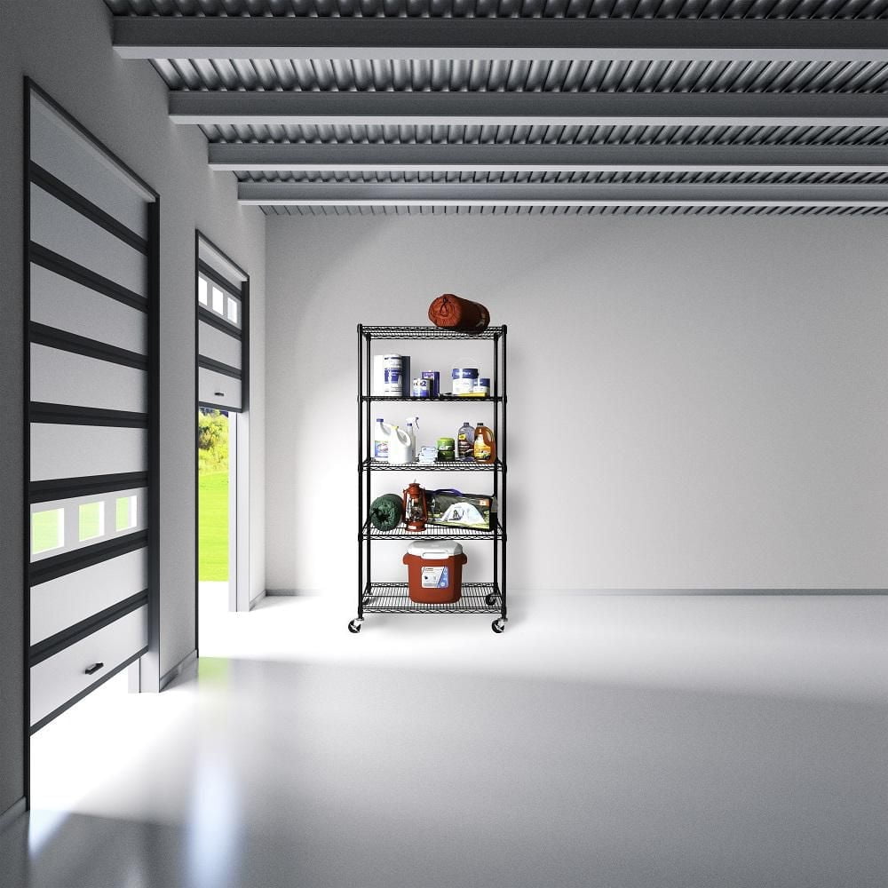 Seville Classics 5-Tier NSF Steel Shelving - Black - 72" H x 36" W x 18" D