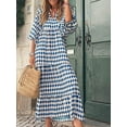 thumbnail image 5 of Women Short Puff Sleeve V Neck Maxi Dress Summer Boho Floral Printed Dress Smocked Tiered Flares Sundress, 5 of 5