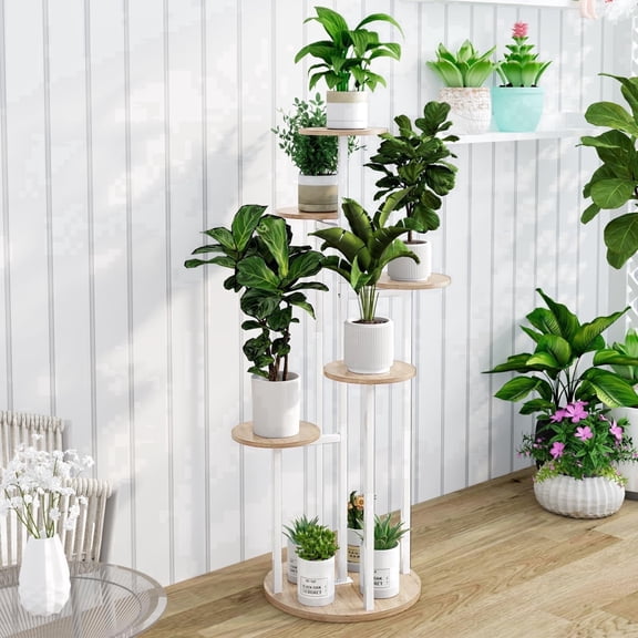 Seamika Plant Stand Indoor 6 Tier 9 Potted Multiple Flower Pot Holder for Patio Garden Balcony Living Room Corner