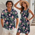 thumbnail image 3 of Uorisanigo Hibiscus Couple Matching Outfit Husban and Wife Clothing Men's Short Sleeve Shirt Size 3XL Hawaiian Shirts and Women's Summer Dress Size 3XL Sleeveless Hawaiian Party Sundress, 3 of 8