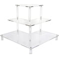 thumbnail image 1 of Gonice 3 Tier Acrylic Display Riser, Display Stand for Amiibo Funko POP Figures, Corner Shelf for Living Room, Bathroom, Home, 1 of 7